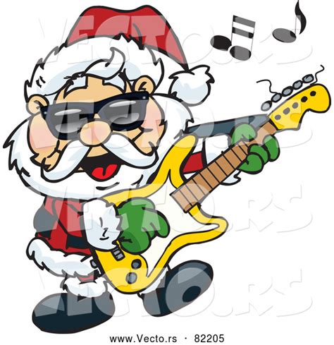 Vector Of Santa Claus Playing A Guitar By Dennis Holmes Designs 82205