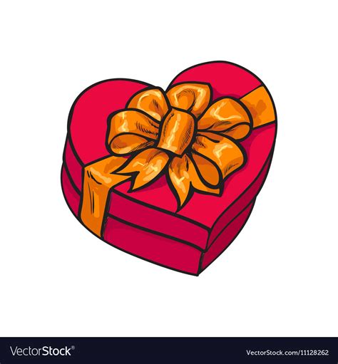 Red Heart Shaped T Box With Bow And Ribbon Vector Image