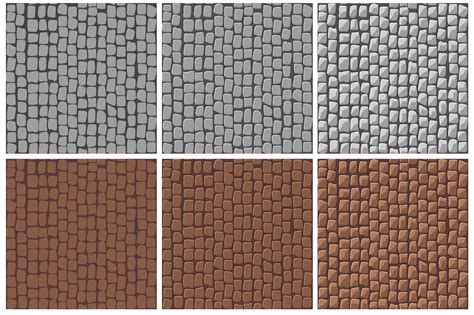 Set Of Seamless Cobblestone Paving Patterns To Improve Textured