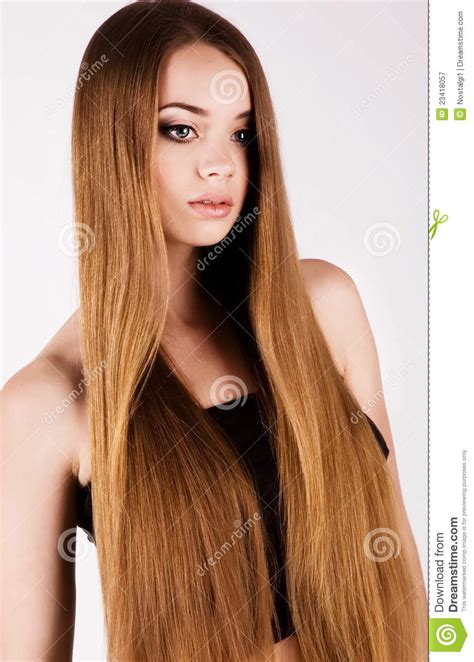 A Beautiful Young Girl With A Long Hair Stock Image Image Of