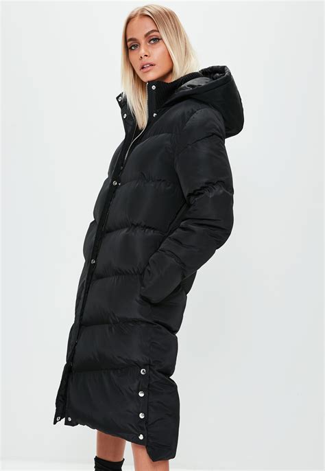 Missguided Synthetic Black Longline Puffer Jacket Lyst