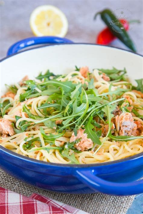 Directions in a large skillet, melt butter over medium heat. This easy salmon pasta, served in creamy garlic sauce, is ...