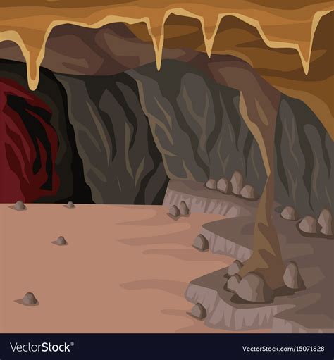Cave Interior Background In Deep Mountain Vector Image