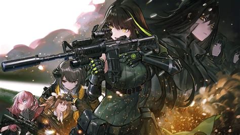 Anime Girls Frontline Guns Rifle M4a1 Ump45 Ump9 4k 61072 Wallpaper