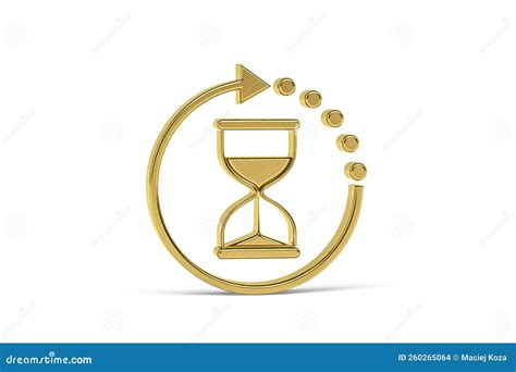 Golden 3d Hourglass Icon Isolated On White Background Stock