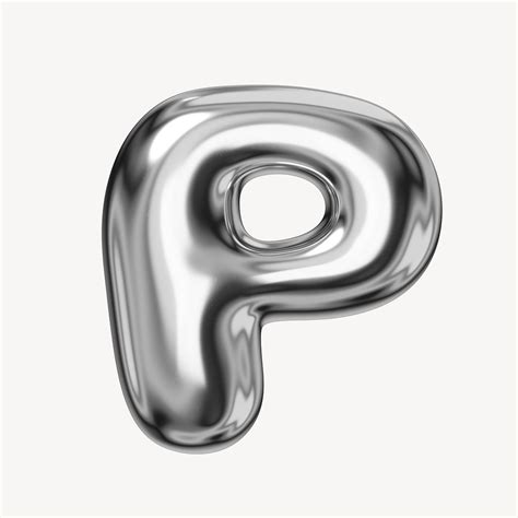 P Alphabet 3d Chrome Metallic Free Photo Rawpixel