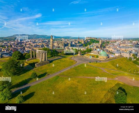 National Monument Nelson Monument And City Observatory Aerial View On