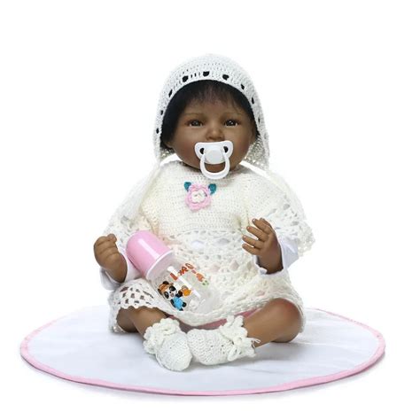 22 Inch African American Baby Doll Black Girl Silicone Reborn Baby