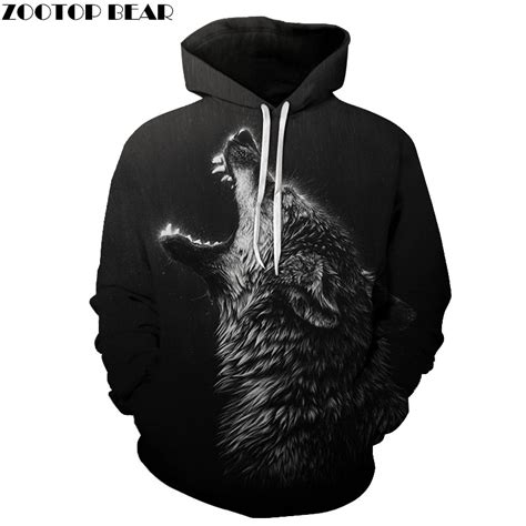 Howling Rain Wolf Hoodies Men 3d Sweatshirts Brand Hooded Pullover Male