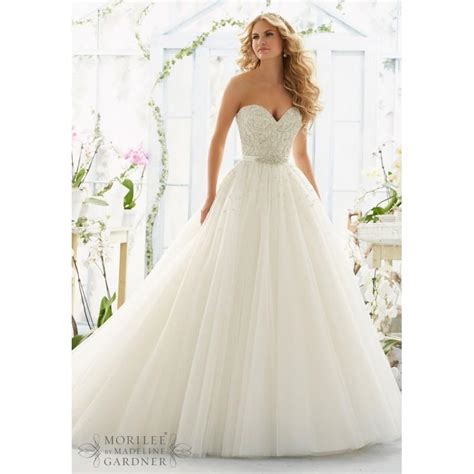 Mori Lee 2802 Strapless Beaded Tulle Ball Gown Wedding Dress Crazy