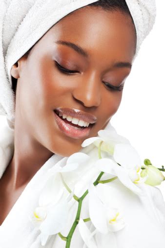 Being a role model doesn't mean looking like a model. Close Up Of Black Woman Enjoying Spa Treatment Stock Photo ...