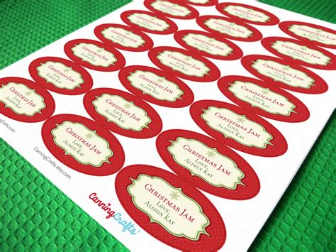 Custom Red Christmas Oval Canning Labels For Quilted Jam Jars