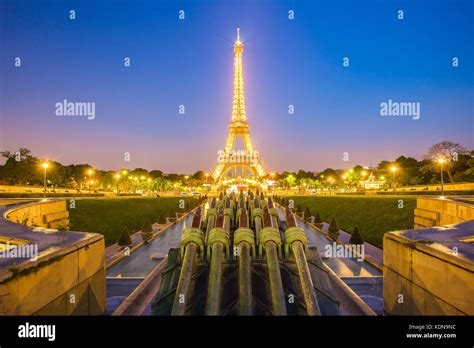 Paris France May 16 2014 Eiffel Tower View From Trocadero At Night