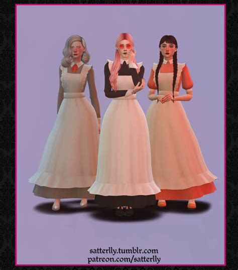 Sims 4 Set Of Three Maid Dresses Micat Game