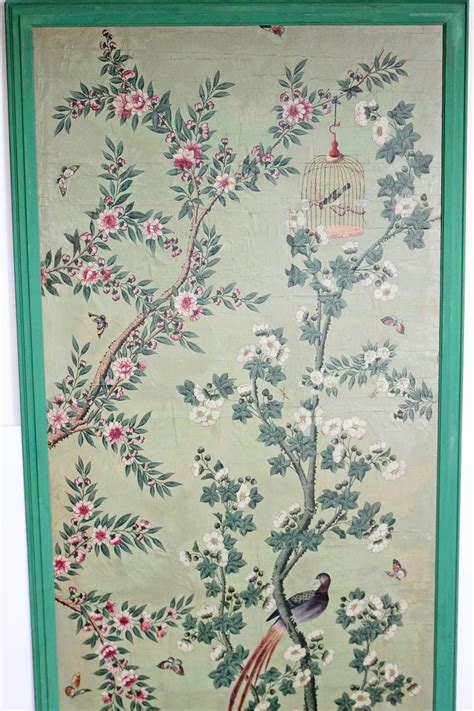 Magnificent Pair Of Hand Painted Chinese Wallpaper Panels At 1stdibs