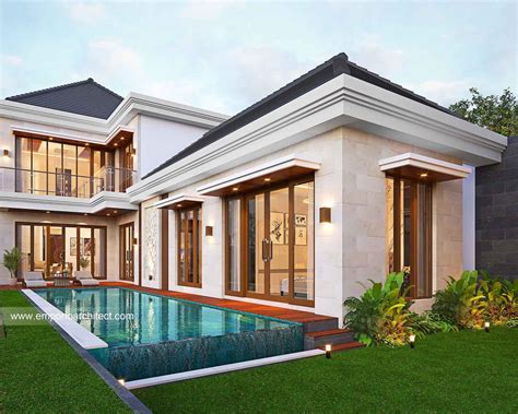 Desain Tampak Detail Belakang Rumah Villa Bali 2 Lantai Mr Ky Di Bali 23941 Desain Eksterior