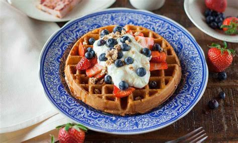 Traditional Belgian Waffles Recipe With Berries And Cream Table Matters