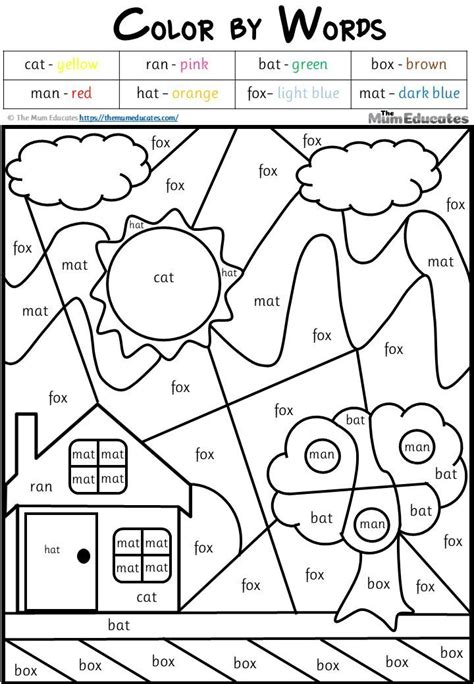 Free Color By Cvc Words Cvc Worksheets Kindergarten Cvc Words
