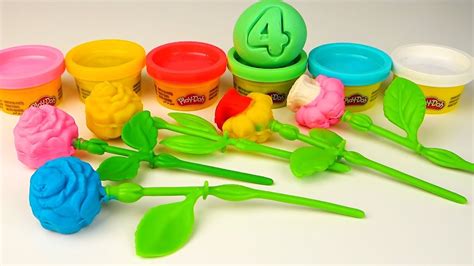 Learn Colors And Numbers With 6 Color Play Doh And Rainbow Flowers