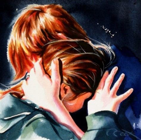 Young Love Art Romantic Couple Original Watercolor Painting