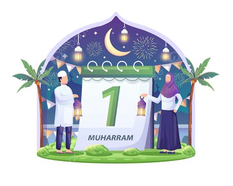 Islamic New Year Vector Png Images Muslim Couples Prepare For The