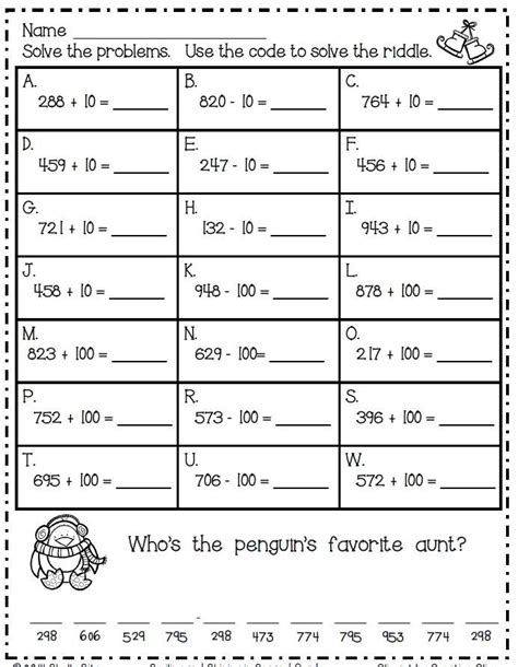 But the difficulty is this: Mental math freebie--second grade math--penguin math ...