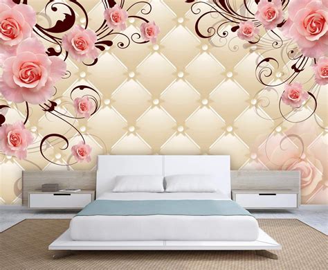 Pink Black Roses Leaves 3d Wallpaper Beddingroom 3d Wallpaper