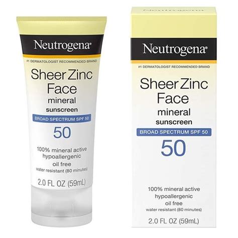 Neutrogena Sheer Zinc Mineral Sunscreen Spf Glamme Health Beauty