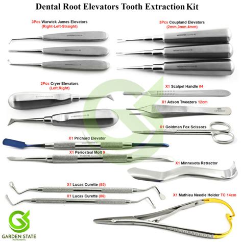 17pcs Periodontal Tooth Extraction Elevators Kit Dental Oral Surgery
