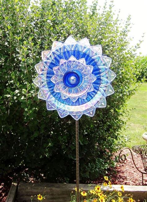 Glass Plate Yard Art Garden Bliss Garden Art Cobalt Blue Glass