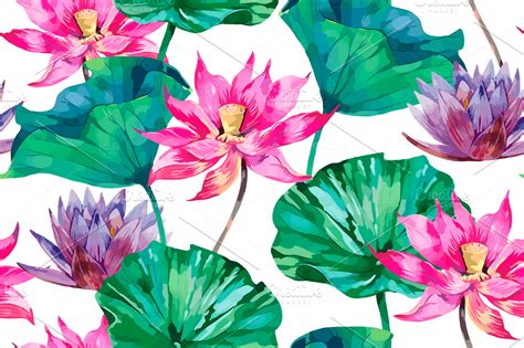 Pink Lotus Vector Pattern ~ Graphic Patterns ~ Creative Market
