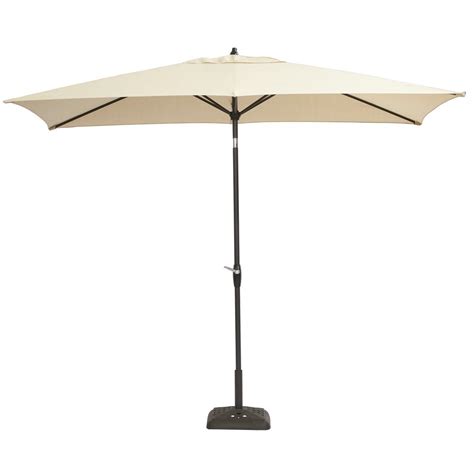 Hampton Bay 10 Ft X 6 Ft Aluminum Patio Umbrella In Oatmeal With Tilt