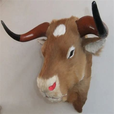 Big Simulation Yellow Cattle Head Toy Polyethyleneandfurs Cattle Head Model T About 56x38x50cm