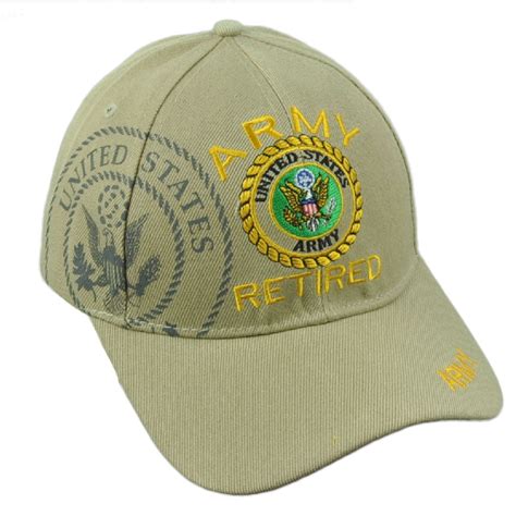 Us United States Army Retired Military Service Khaki Hat Cap