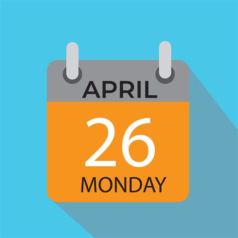 April 26 Vector Flat Daily Calendar Icon Date And Time Day Month