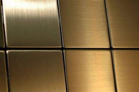 Weitere ideen zu mosaikfliesen, mosaik, fliesen. Mosaik Fliese massiv Metall Titan gebürstet in gold 1,6mm ...