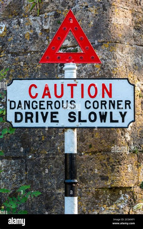 Vintage Road Sign Made From Cast Iron Warning Of Danger Corner Drive