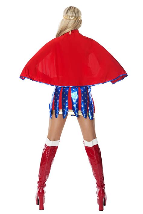 ladies superhero wonder supergirl halloween fancy dress costume adult outfit