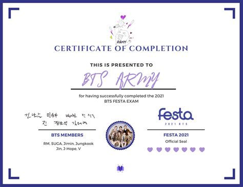 Detail Certificate Of Completion Bts Festa Koleksi Nomer 3