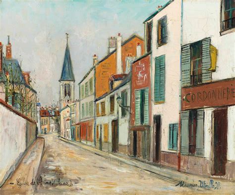 Maurice Utrillo 1883 1955 Rue Jean Durand Et Léglise Stains Seine