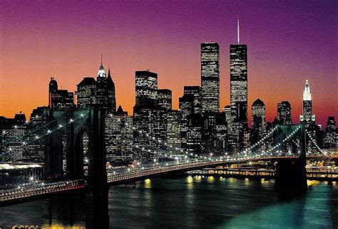 New York City Skyline With Brooklyn Bridge And Wtc New York Wallpaper
