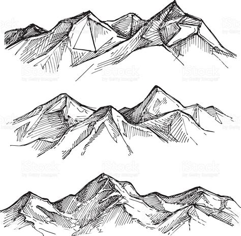 Hand Drawn Vector Illustration Mountains Sketch Style Vector