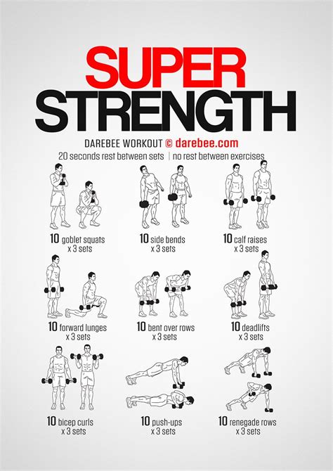 A Poster With Instructions On How To Do The Super Strength Exercises