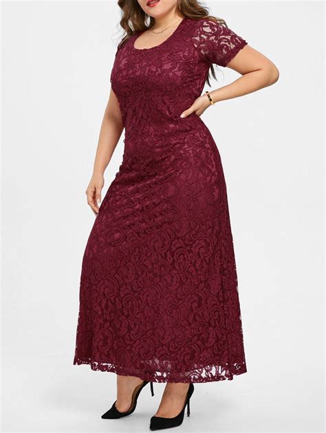 [39 off] plus size lace maxi party gown dress rosegal