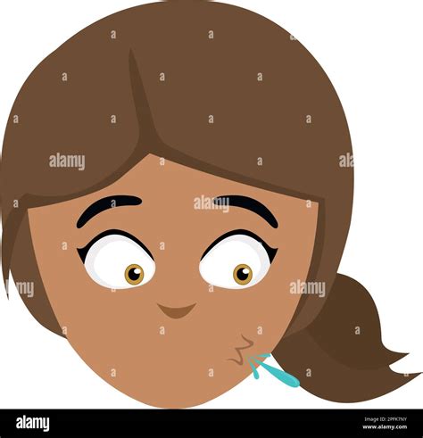 vector illustration face of a cartoon brunette girl spitting stock vector image and art alamy