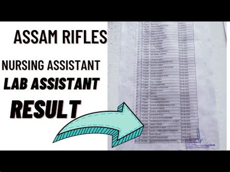 Assam Rifles Nursing Assistants Lab Assistant Result