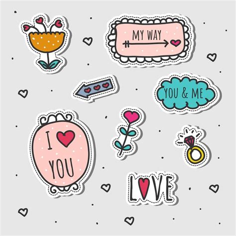Hand Drawn Love Stickers Set 183780 Vector Art At Vecteezy