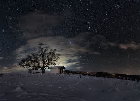 Church On A Starry Winter Night By Emil Rashkovski