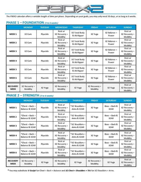 Image Result For P90x2 Schedule Workout Schedule P90x Workout Schedule P90x2 Schedule