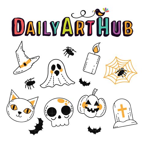 Halloween Outline Sketch Clip Art Set Daily Art Hub Graphics